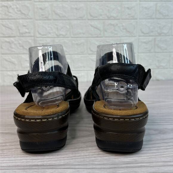 Clarks Artisan Sandal WMNS 8.5 Black Leather Comfort Hook Loop Cushioned Casual - Picture 4 of 9